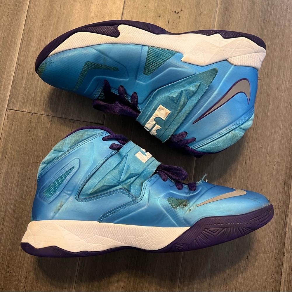 Nike LeBron Zoom Soldier 7 VII Blue Purple Basketball Shoes | Youth 7Y